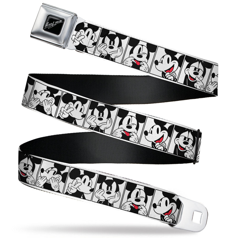MICKEY MOUSE Autograph Full Color Black/White Seatbelt Belt - Mickey Mouse Expression Blocks White/Black/Red Webbing