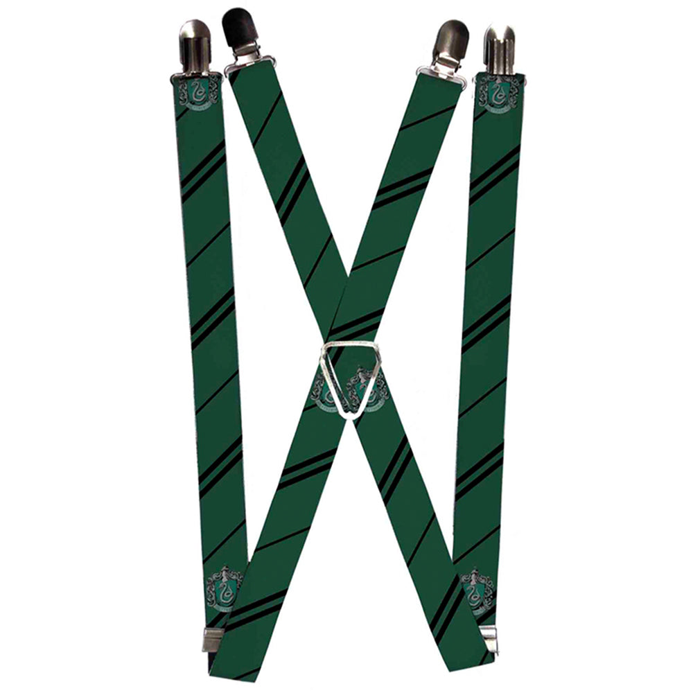 Suspenders - 1.0&quot; - Slytherin Crest Stripe Green Black