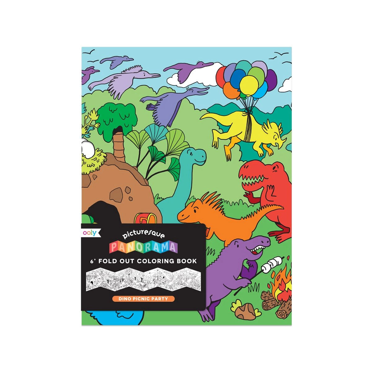 Picturesque Panorama Coloring Book - Dino Picnic Party