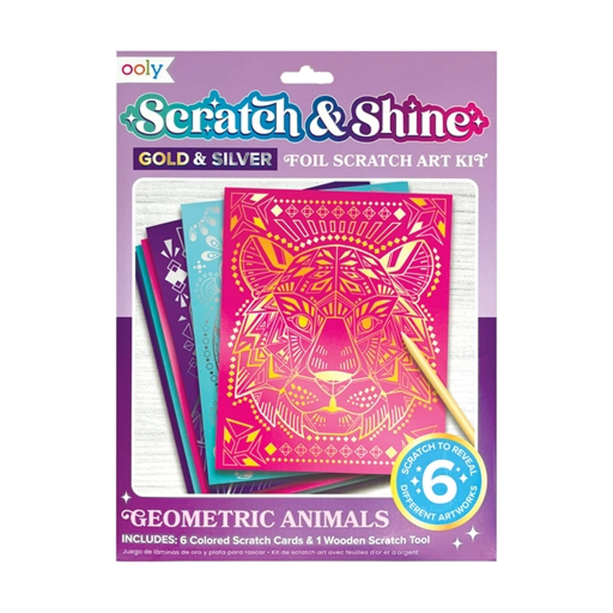 Scratch &amp; Shine Scratch Cards - Geo Animals (7 Pc Set)