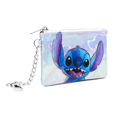 Disney 100 Holographic Stitch Card Holder Wallet Keychain