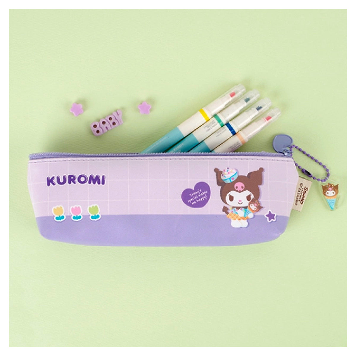 Sanrio Adorable Characters Charm Pencil Case Pouch - Kuromi