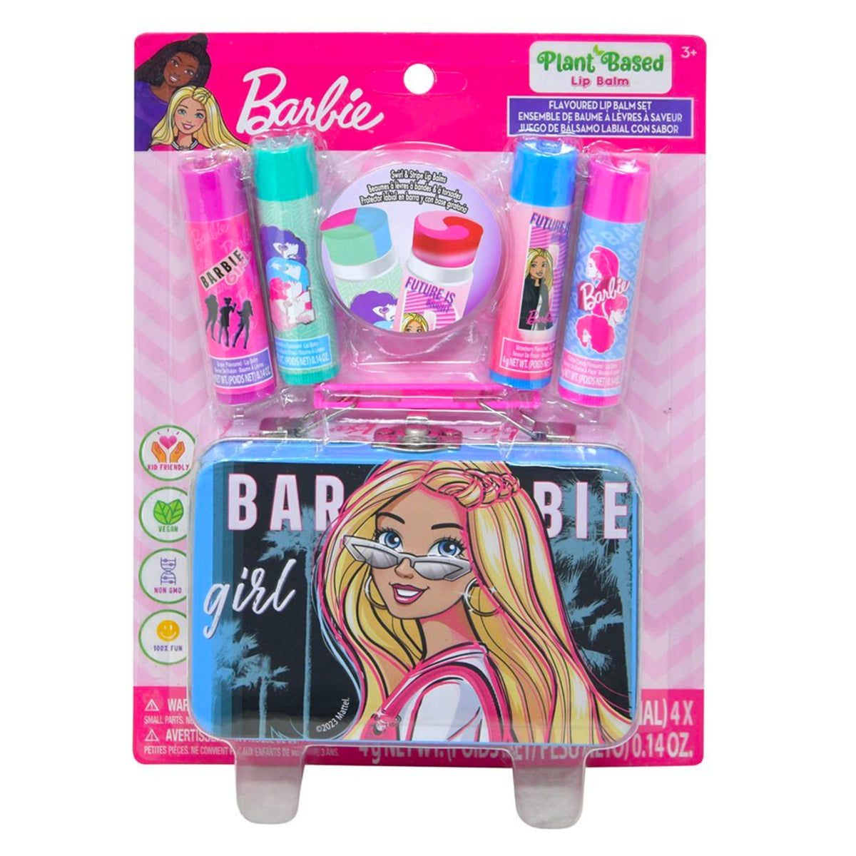 Barbie 4 Pack Lip Balm with Tin