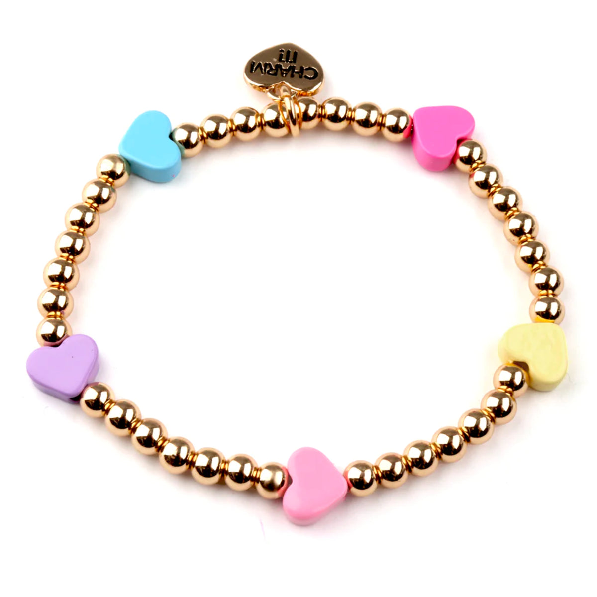 CHARM IT! - Gold Multi Heart Stretch Bead Bracelet