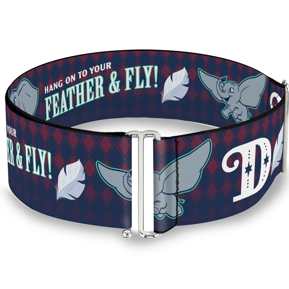 Cinch Waist Belt - Dumbo 2-Poses D Icon HANG ON TO YOUR FEATHER &amp; FLY! Diamond Checker Navy Red White