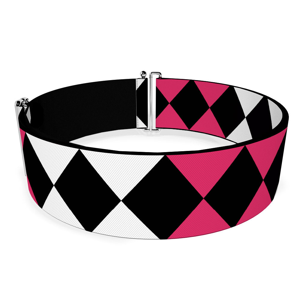 Cinch Waist Belt - Birds of Prey Harley Quinn Diamonds Split White Black Pink Black