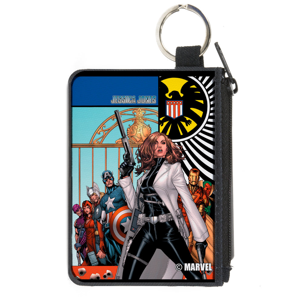 MARVEL UNIVERSE  
Canvas Zipper Wallet - MINI X-SMALL - What If Jessica Jones Had Joined the Avengers? Issue #1 Cover Pose/SHIELD Logo