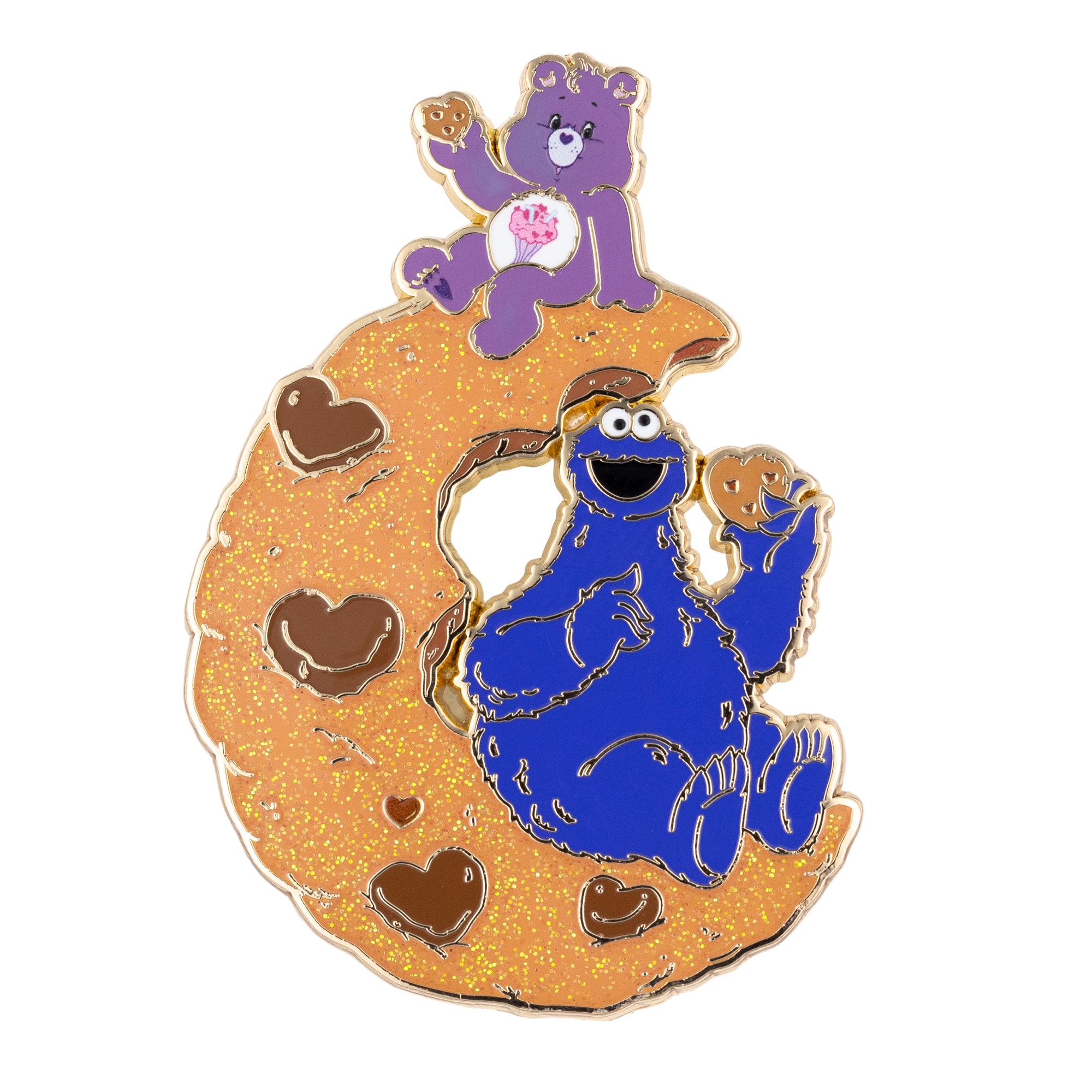 Sesame Street x Care Bears Share Bear and Cookie Monster Collectible Jumbo Pin