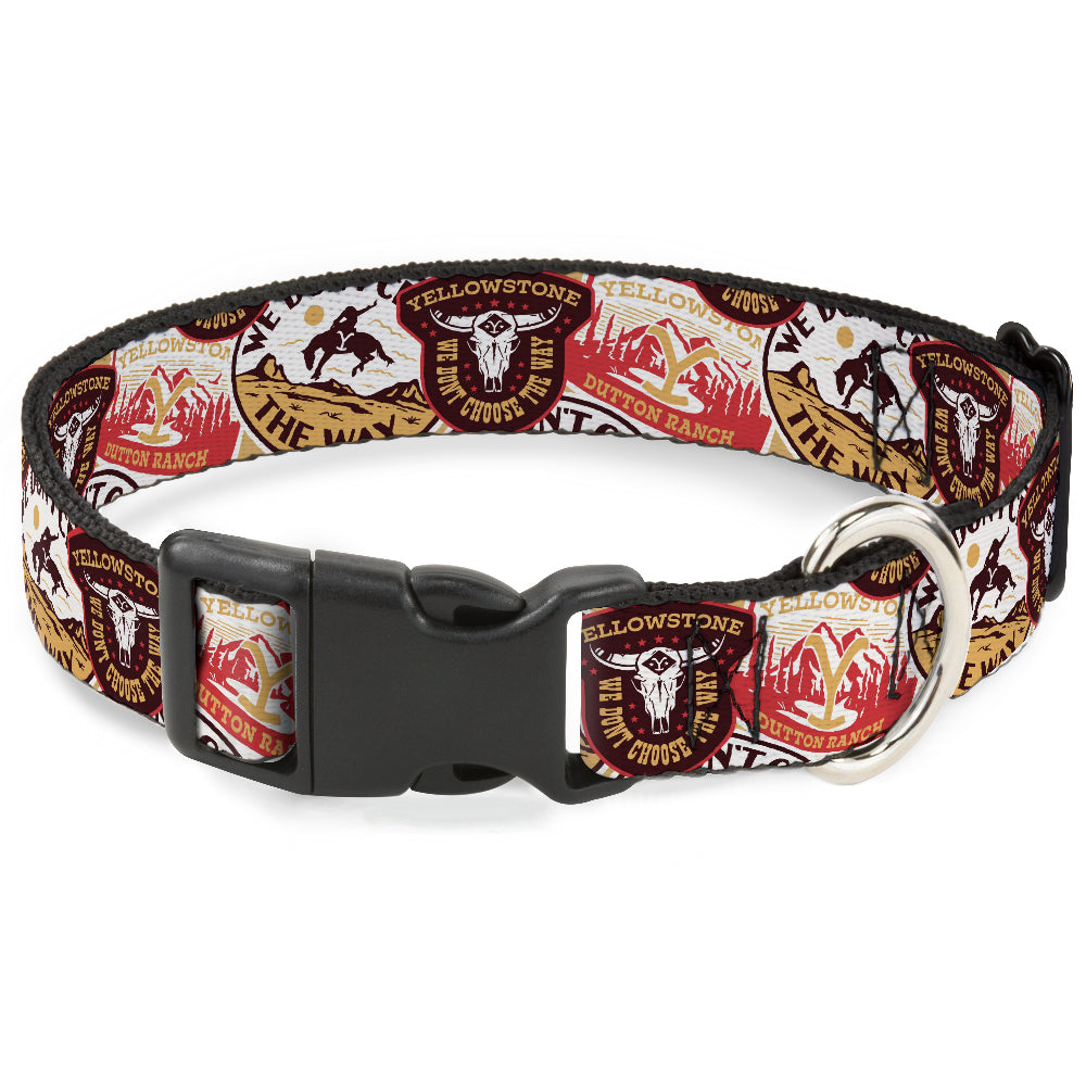 Plastic Clip Collar - Yellowstone Patches Stacked Browns/Reds/Yellows