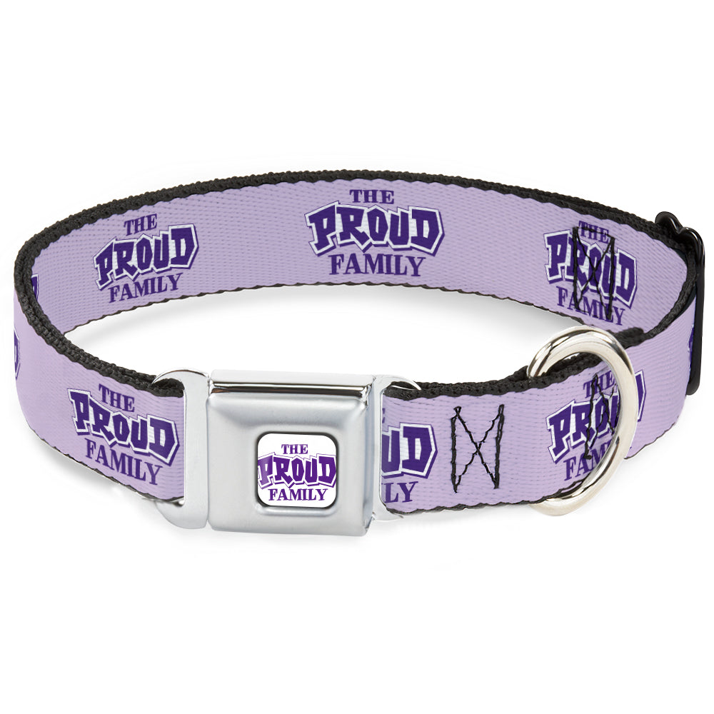 THE PROUD FAMILY Title Logo Full Color White/Purple Seatbelt Buckle Collar - THE PROUD FAMILY Title Logo Purples