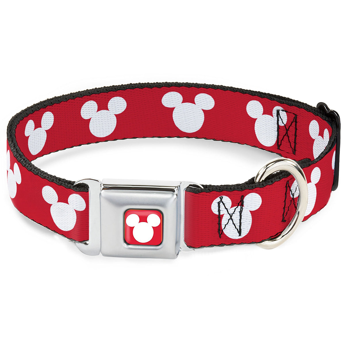 Mickey Mouse Ears Icon Full Color Red/White Seatbelt Buckle Collar - Mickey Mouse Ears Icon Red/White