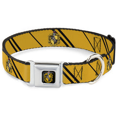 Hufflepuff Crest Full Color Seatbelt Buckle Collar - HUFFLEPUFF Crest/Stripe Yellow/Black