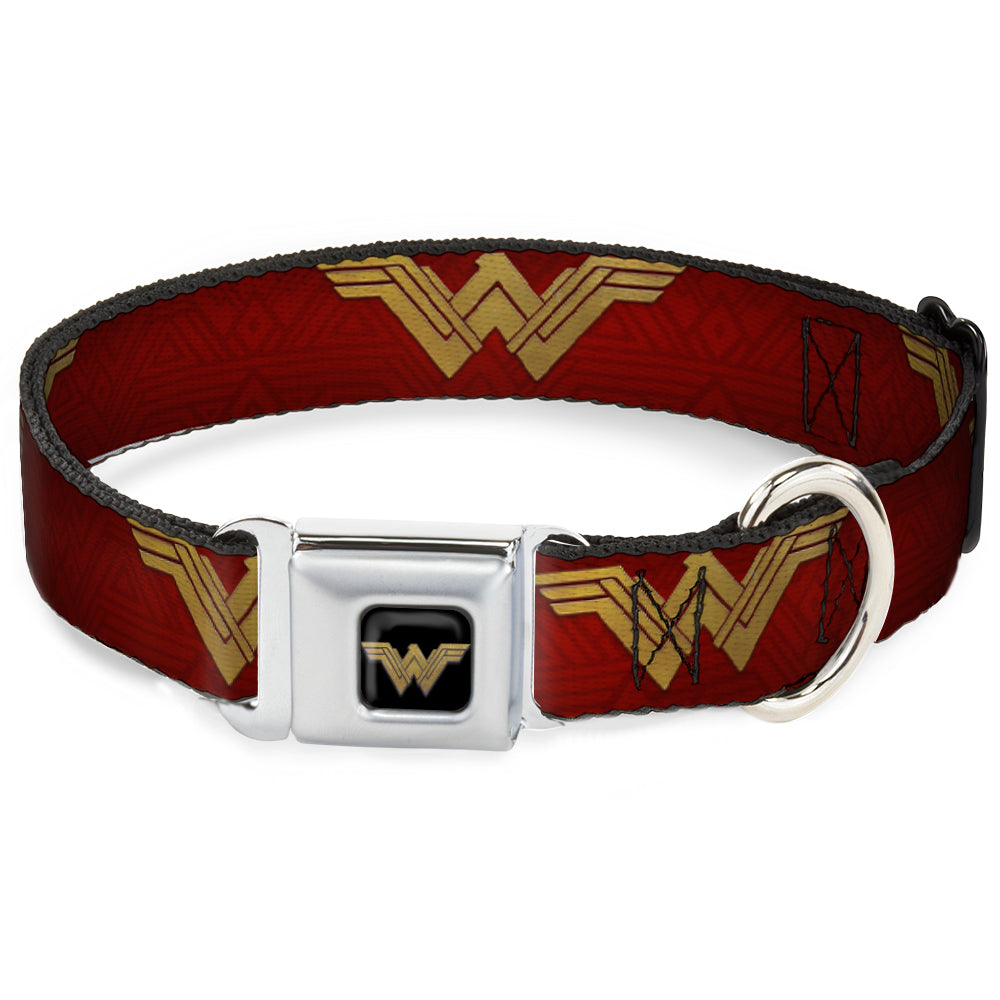 Wonder Woman 2017 Icon Full Color Black/Gold Seatbelt Buckle Collar - Wonder Woman 2017 Icon Reds/Golds