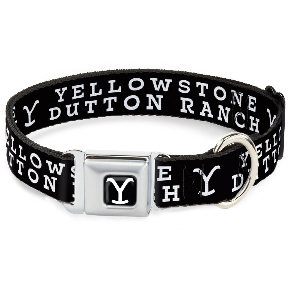 Yellowstone Y Logo Full Color Black/White Seatbelt Buckle Collar - YELLOWSTONE DUTTON RANCH and Logo Black/White