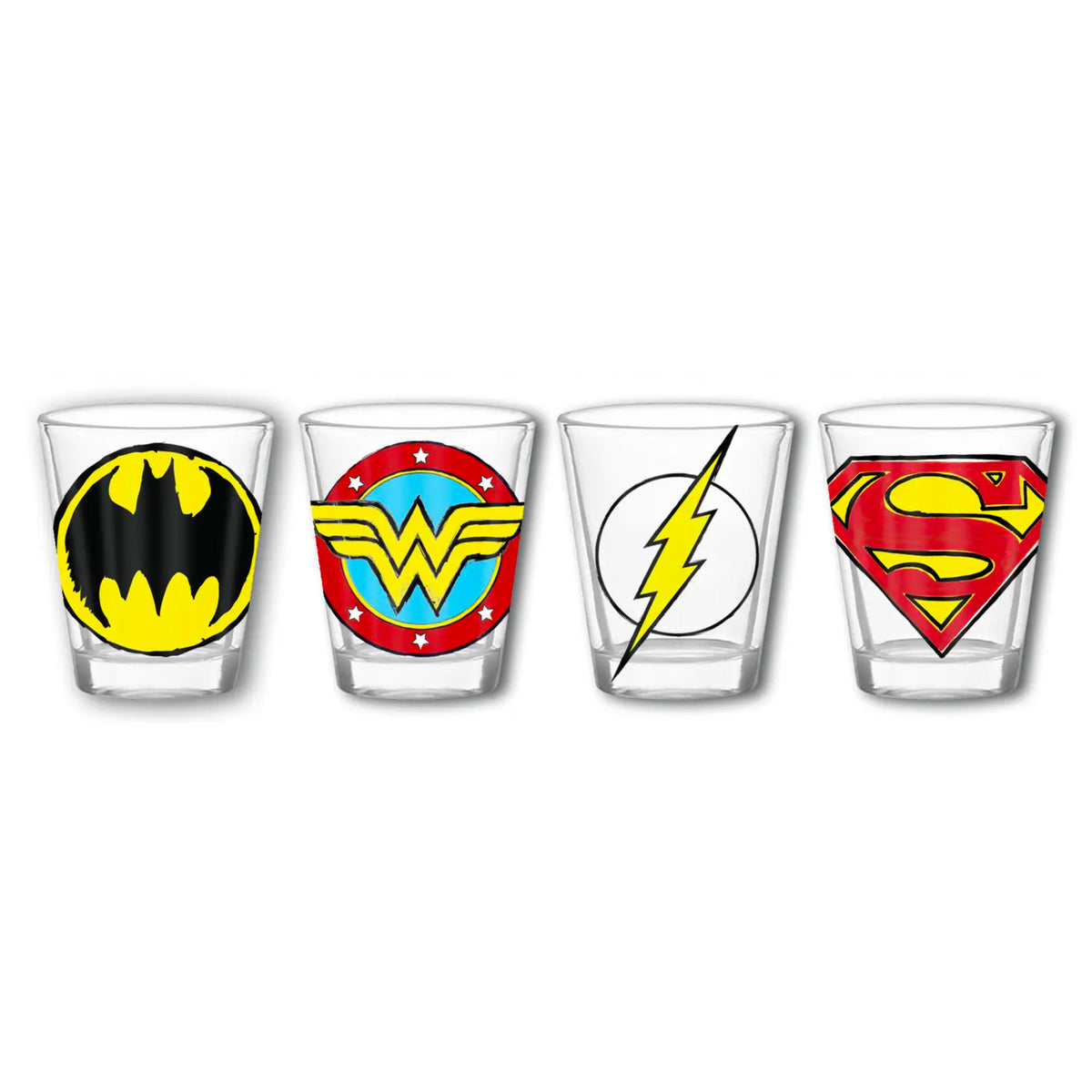 DC Comics Sketch Logos - 4pc 1.5oz. Mini Glass Set