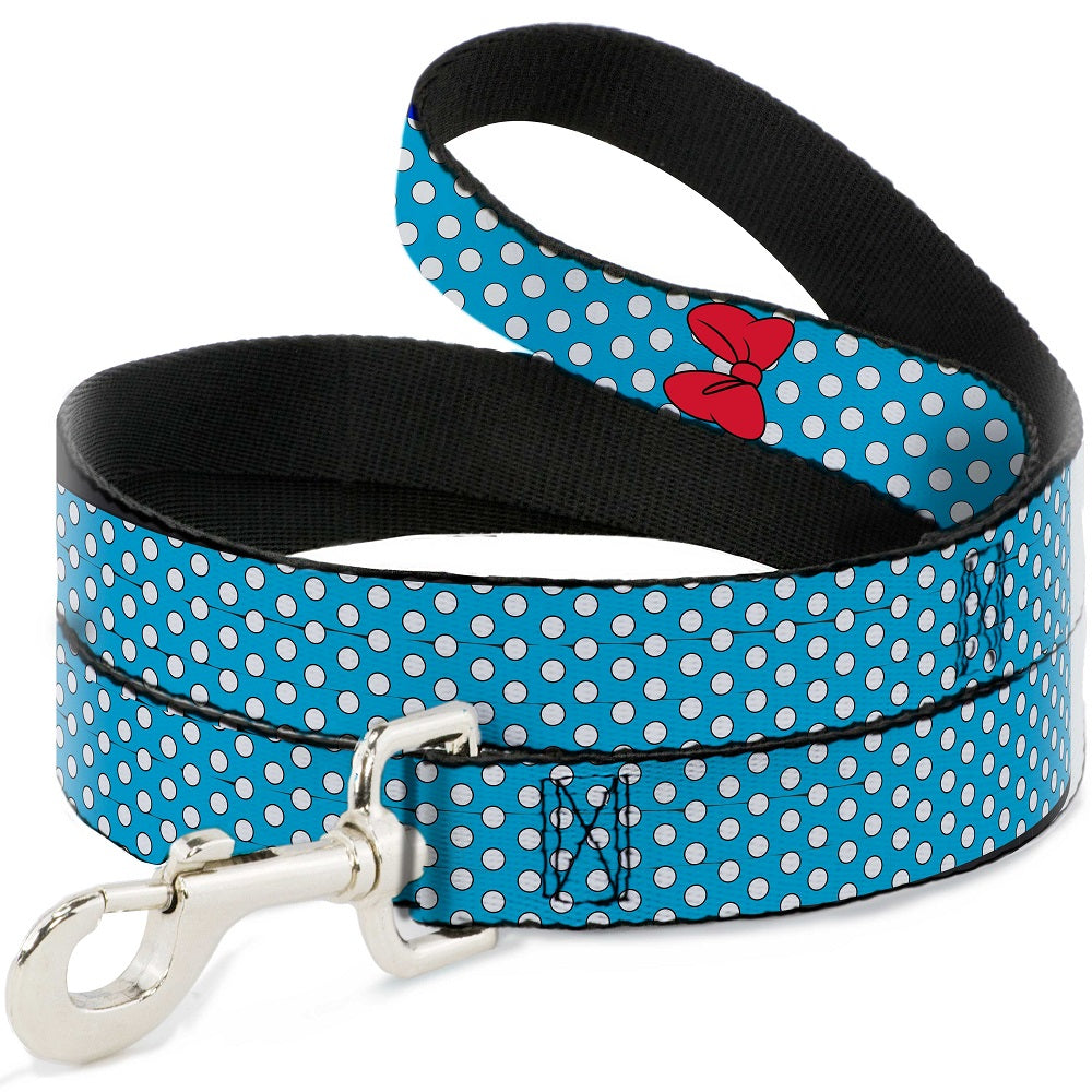 Dog Leash - Minnie Mouse Bow Dots Blue/Black/White/Red