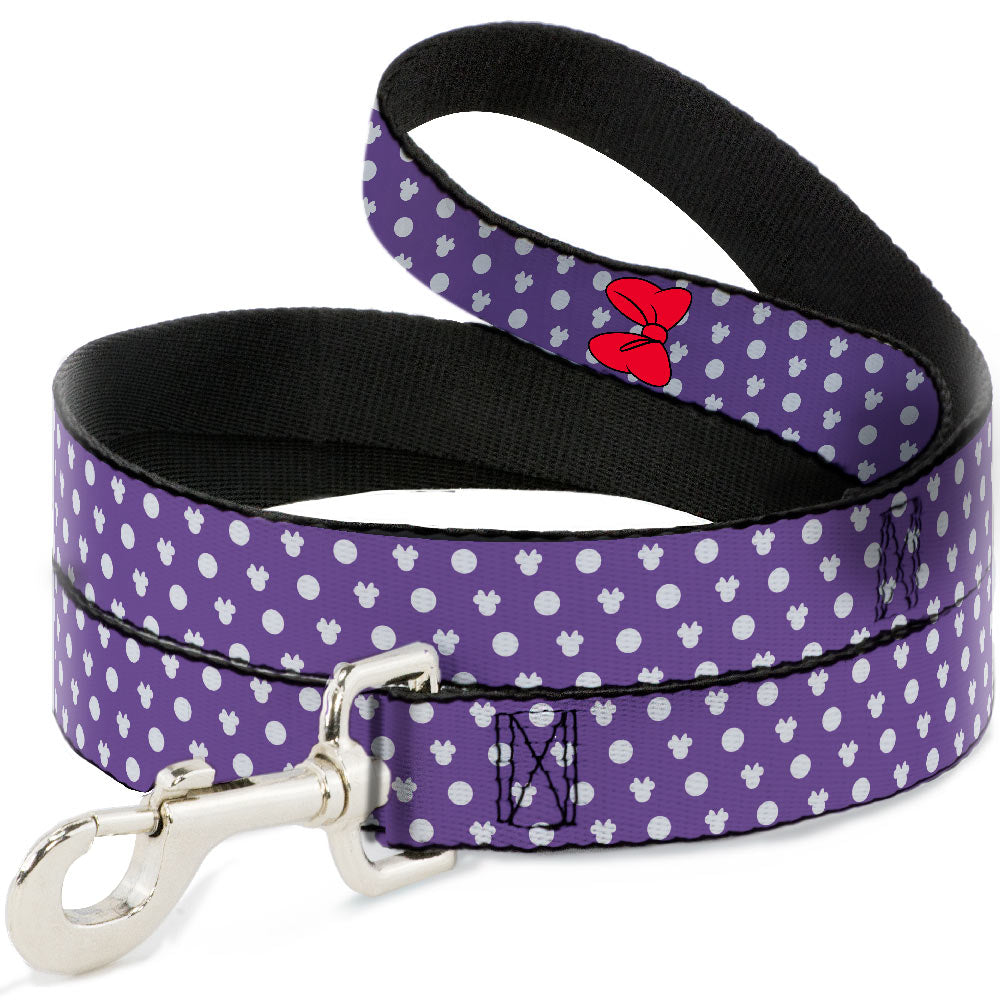 Dog Leash - Minnie Mouse Bow Ears Monogram/Dots Purple/White