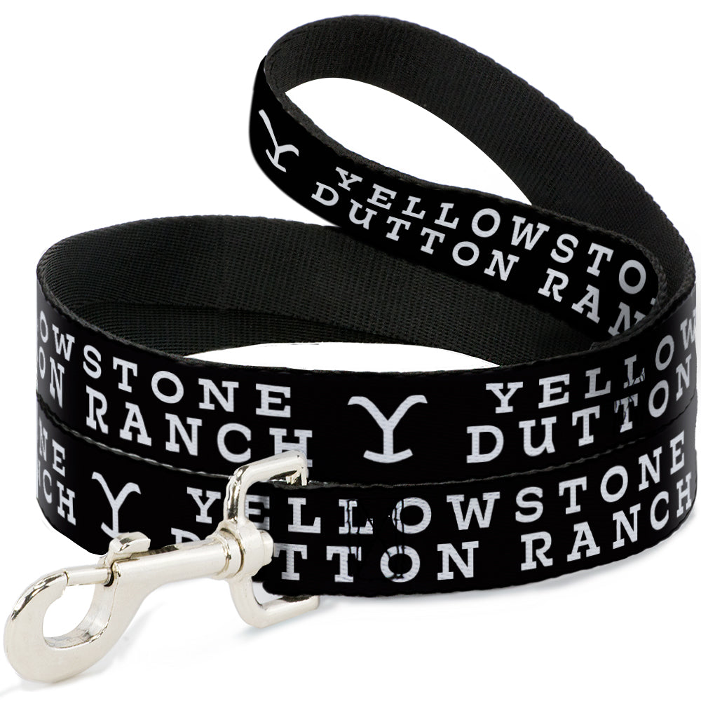 Dog Leash - YELLOWSTONE DUTTON RANCH and Logo Black/White