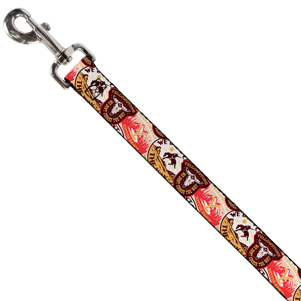 Dog Leash - Yellowstone Patches Stacked Browns/Reds/Yellows