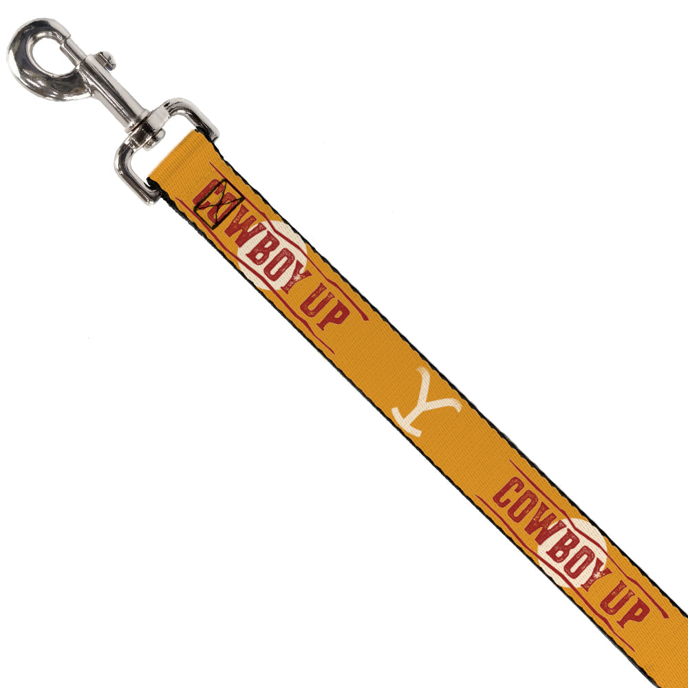 Dog Leash - Yellowstone Y Logo COWBOY UP Text Yellow/Red/White