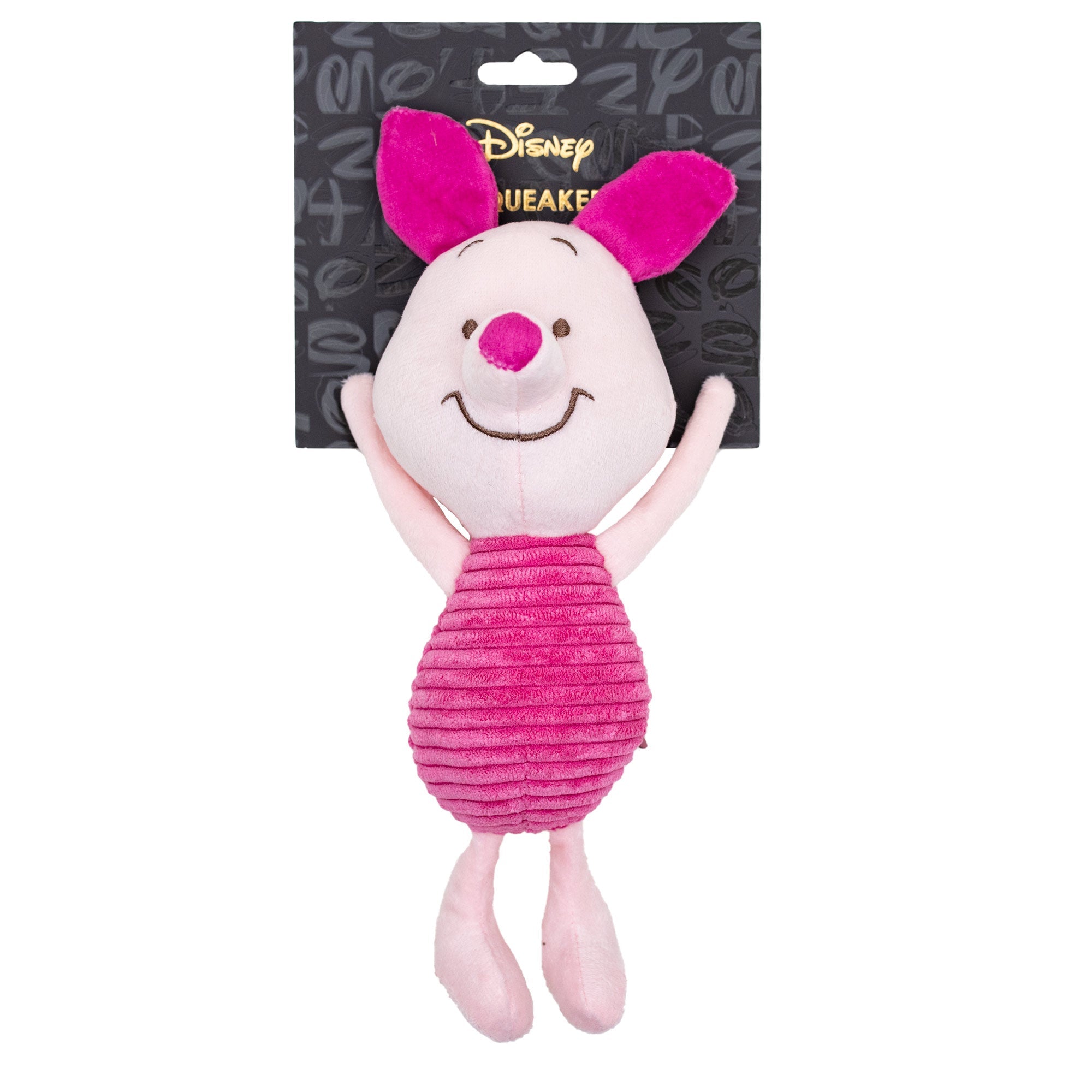 Dog Toy Squeaker Plush - Winnie the Pooh Piglet Arms Up Sitting Pose