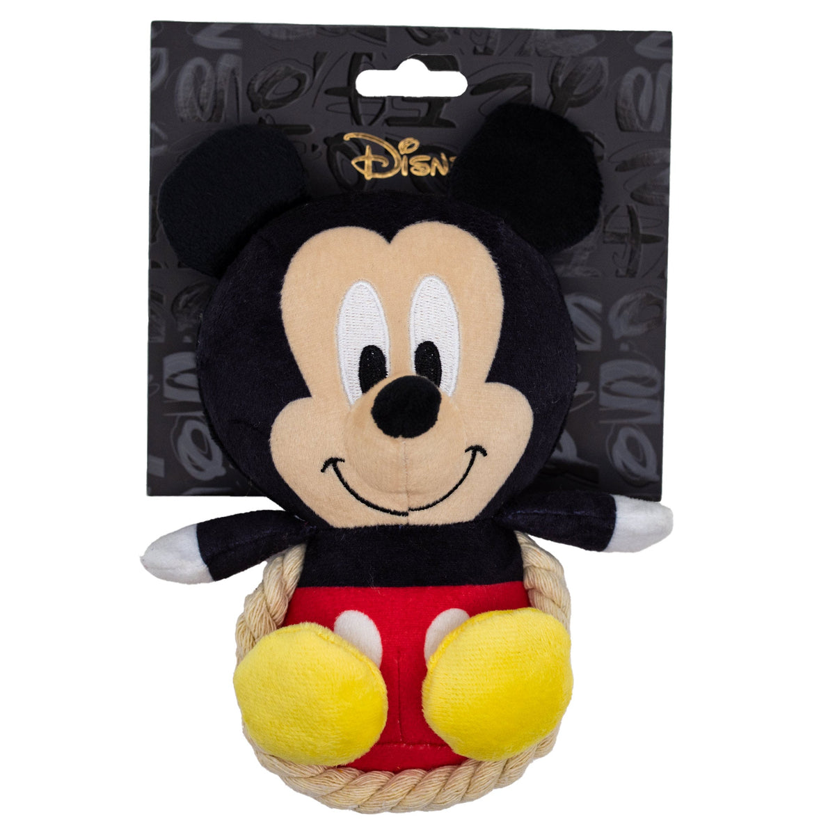 Dog Toy Squeaker Plush with Rope - Disney Mickey Mouse Chibi Sitting Pose