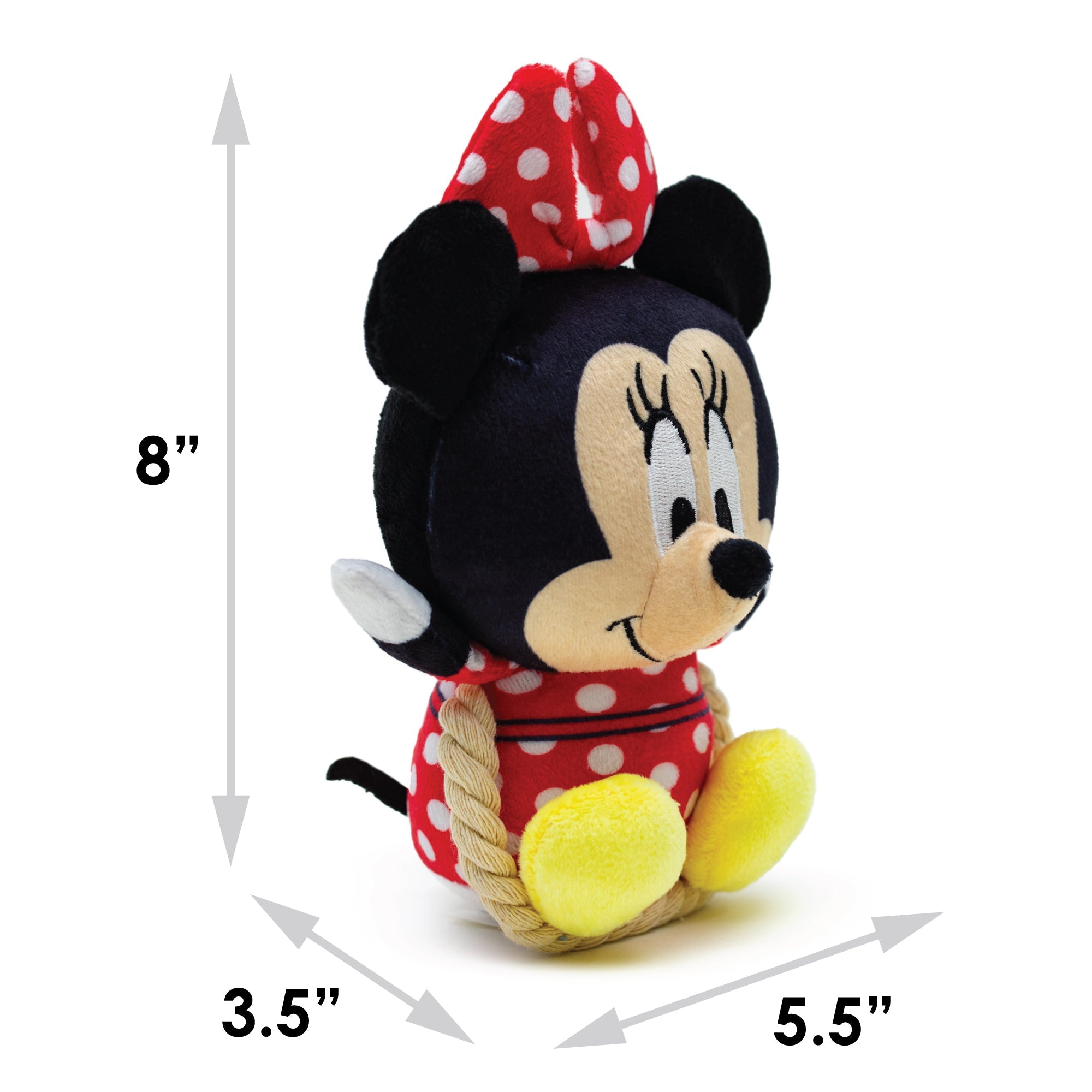 Dog Toy Squeaker Plush with Rope - Disney Minnie Mouse Chibi Sitting Pose