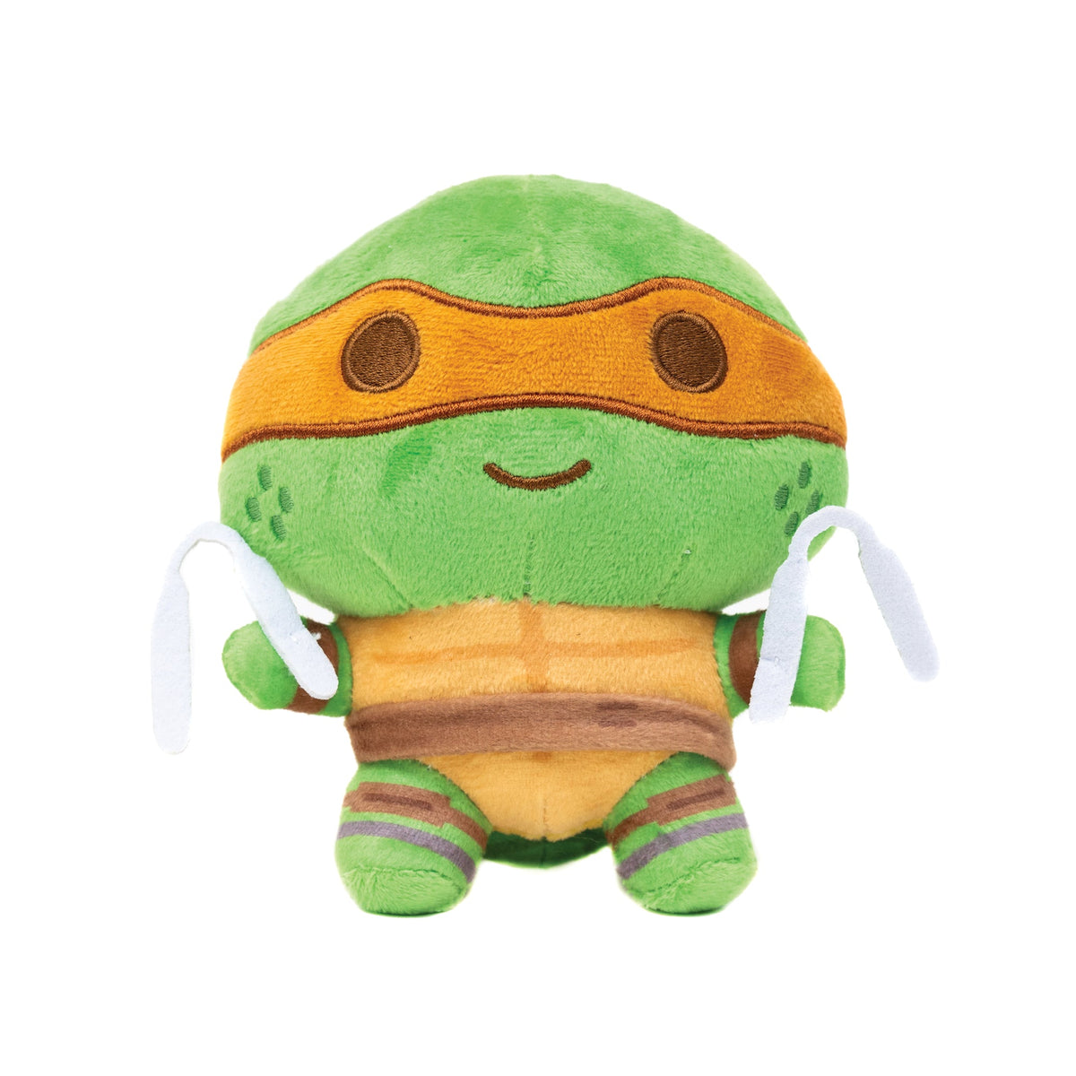 Dog Toy Squeaker Plush - Teenage Mutant Ninja Turtles Michelangelo Full Body Nunchucks Pose Orange