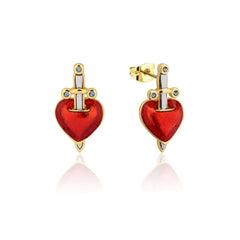 Disney Evil Queen Heart & Dagger Stud Earrings - 14k Gold