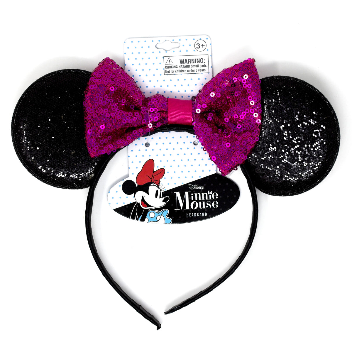 Minnie Mouse Glitter Ears with Pink Sequin Bow