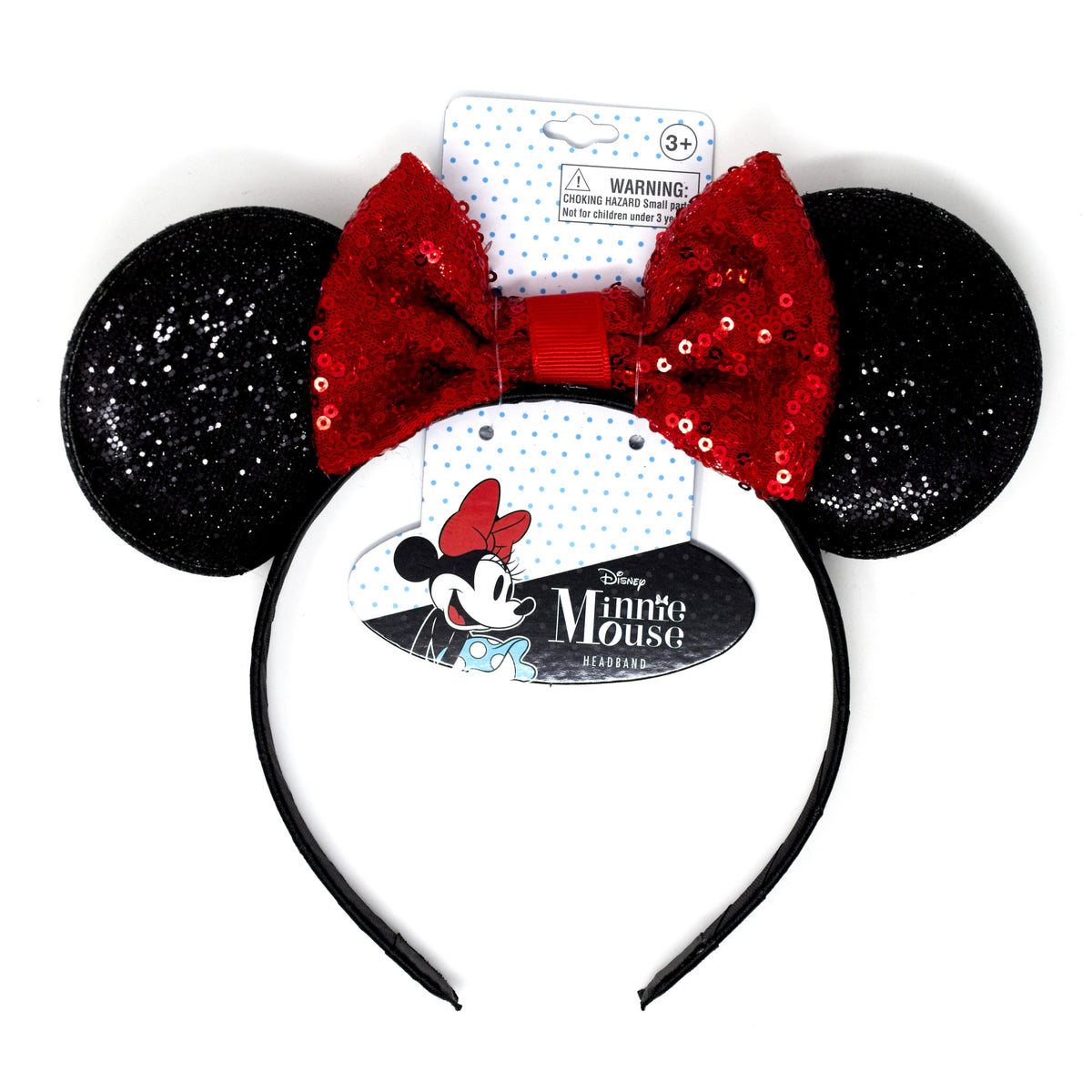 Minnie Mouse Glitter Ears with Red Sequin Bow