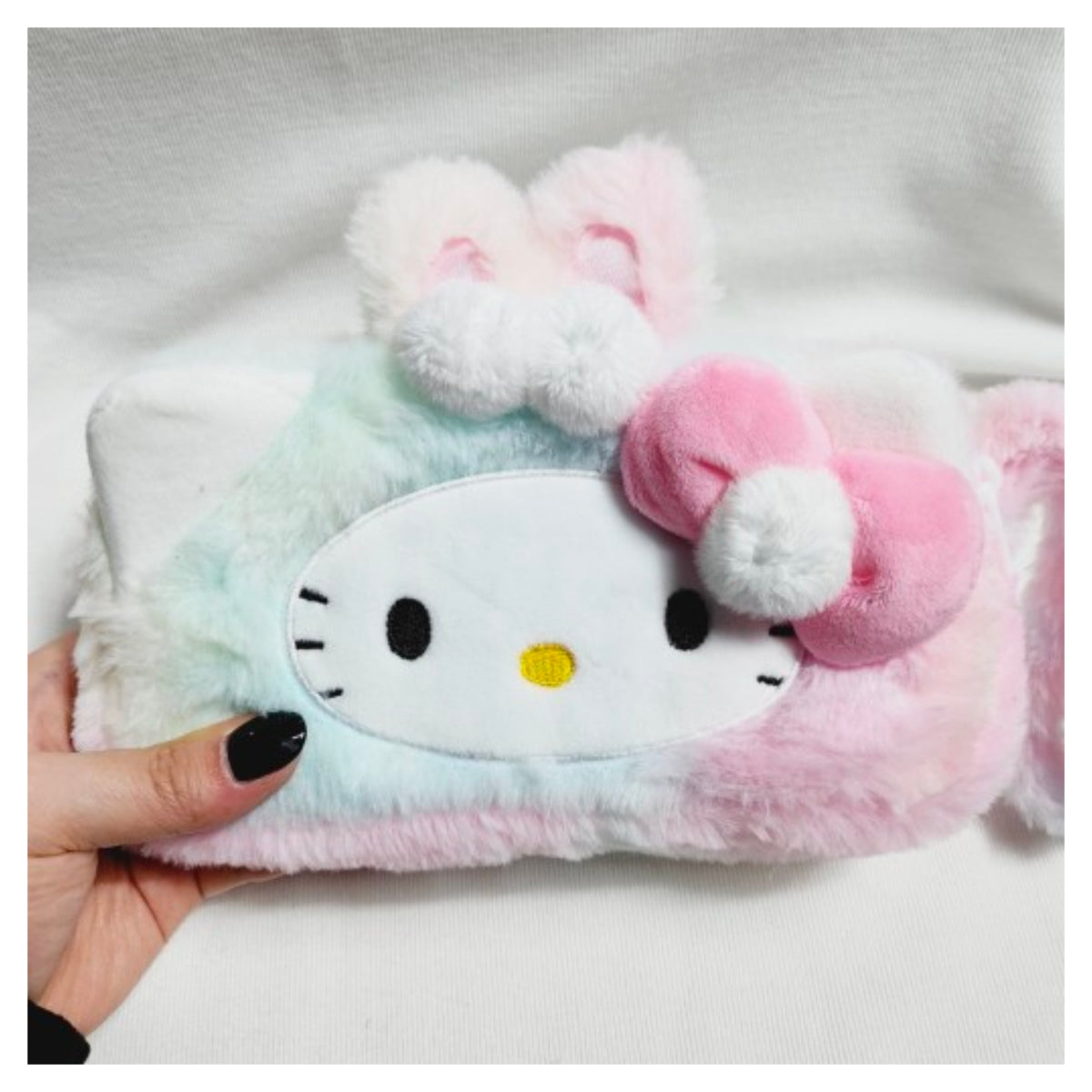 Sanrio Fluffy Rainbow Double Pouch - Hello Kitty