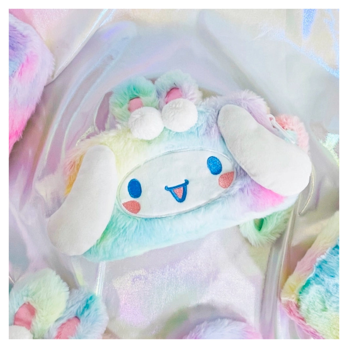 Sanrio Fluffy Rainbow Double Pouch - Cinnamoroll