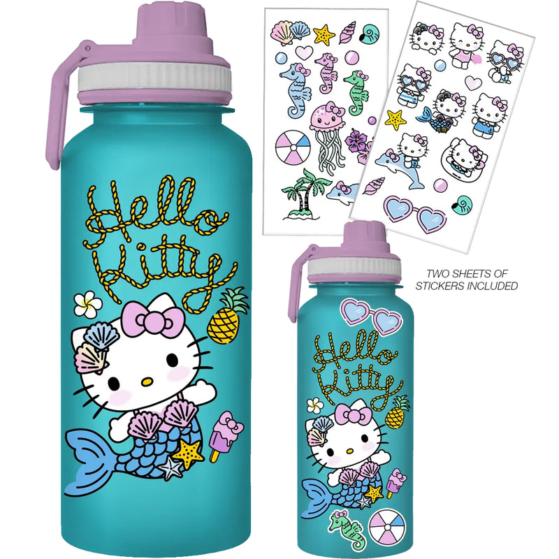 Sanrio Hello Kitty Mermaid 32oz Water Bottle with Sticker Set