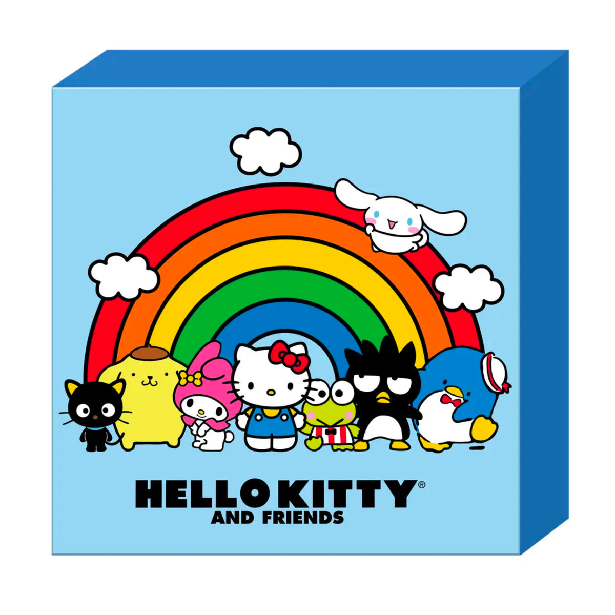 Sanrio Group Shot Rainbow 6&quot; X 6&quot; X 1.5&quot; Box Wall Sign