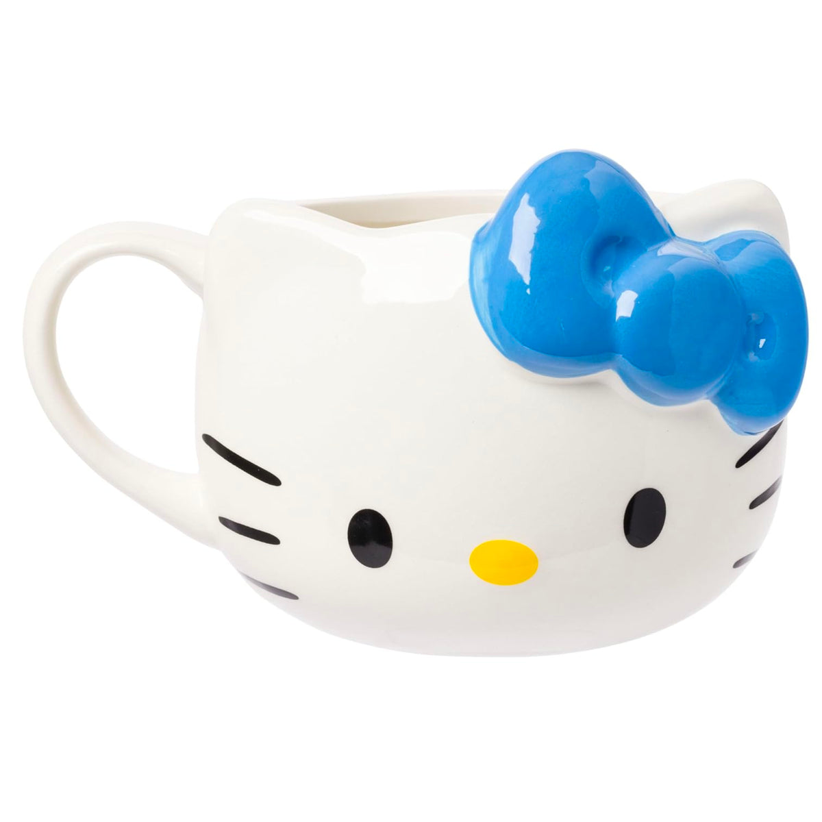 Hello Kitty Face Blue Bow Ceramic 3D Sculpted Mug 20oz