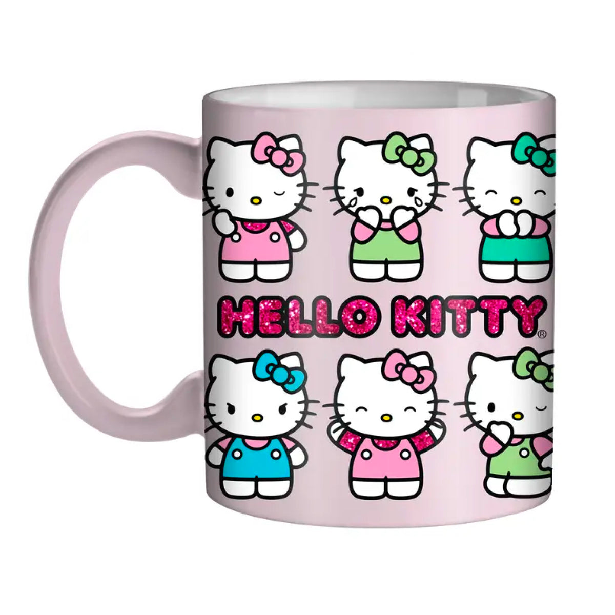Hello Kitty Multi Pose Pastel Logo Glitter 20oz Ceramic Mug