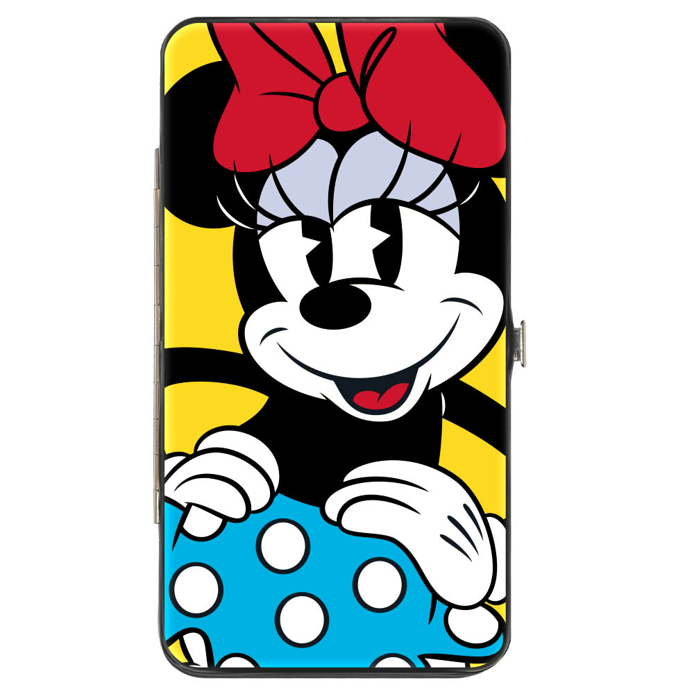 Hinged Wallet - Minnie Style Smiling Pose + Dots Blue/Black/White