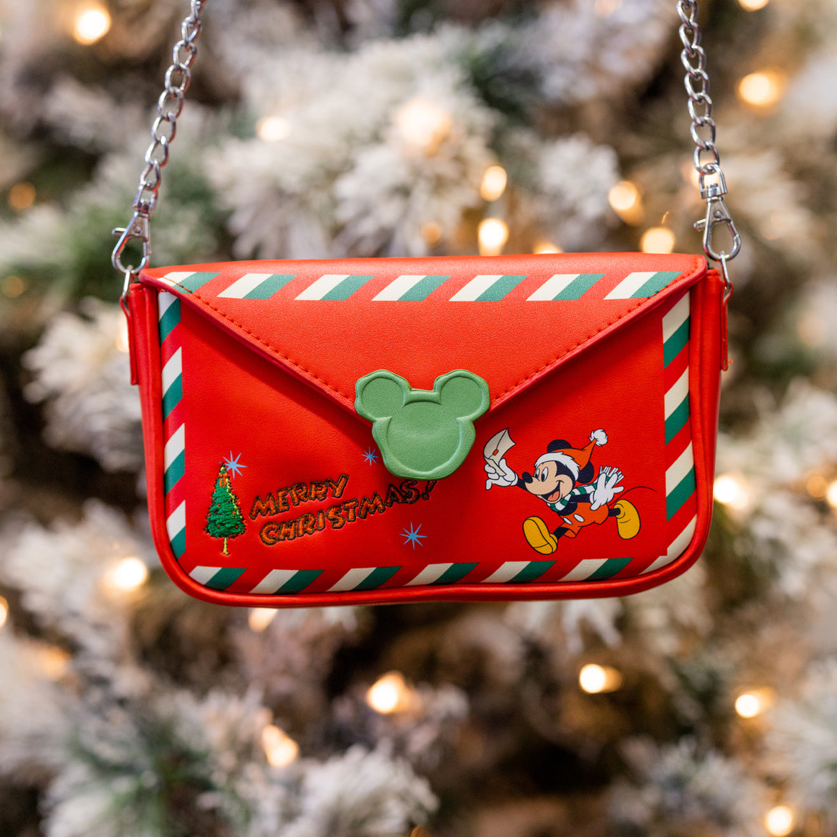 Disney Christmas Mickey Mouse Figural Santa Letter Crossbody Bag