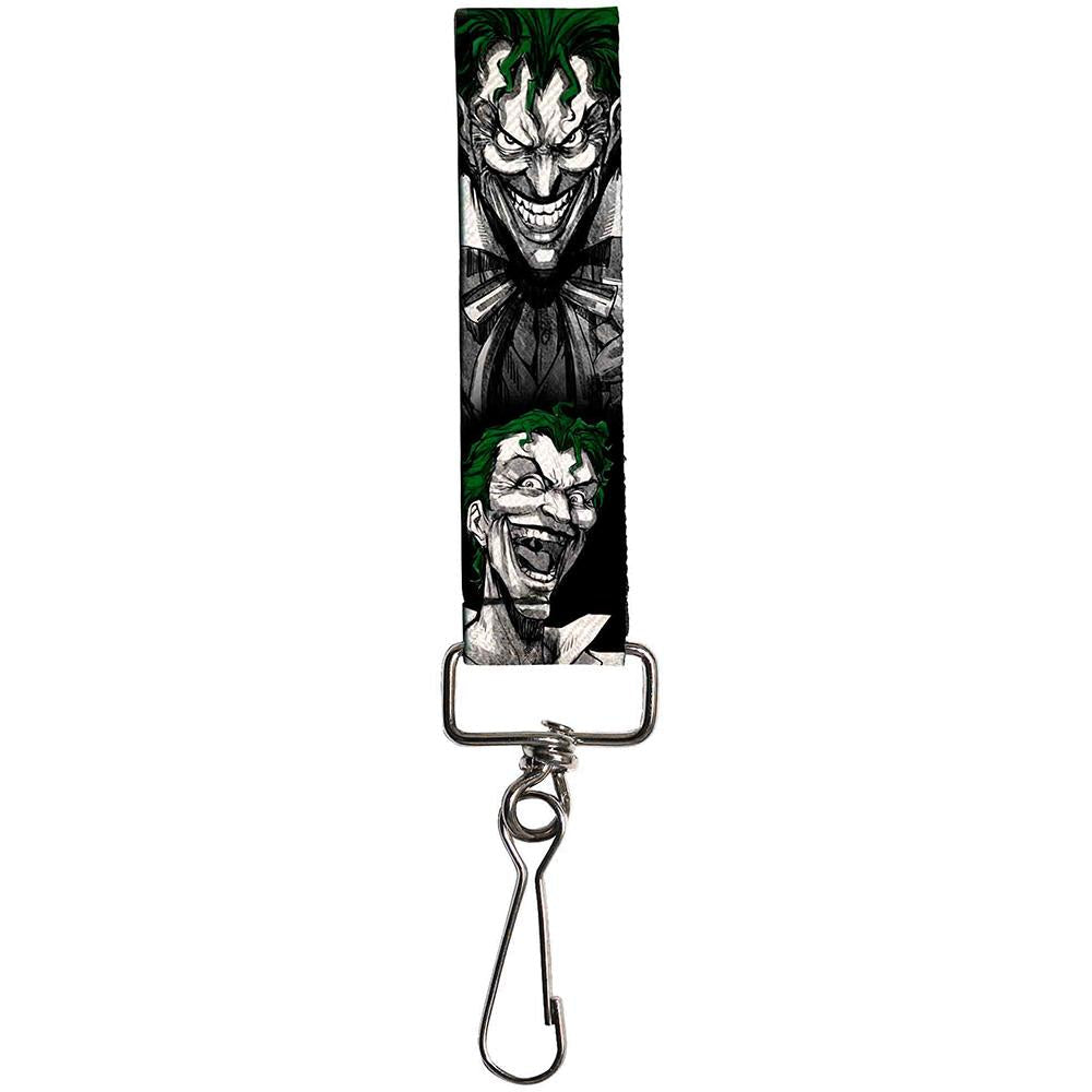 Key Fob - 1.0&quot; - Joker Laughing Poses Black/White/Green