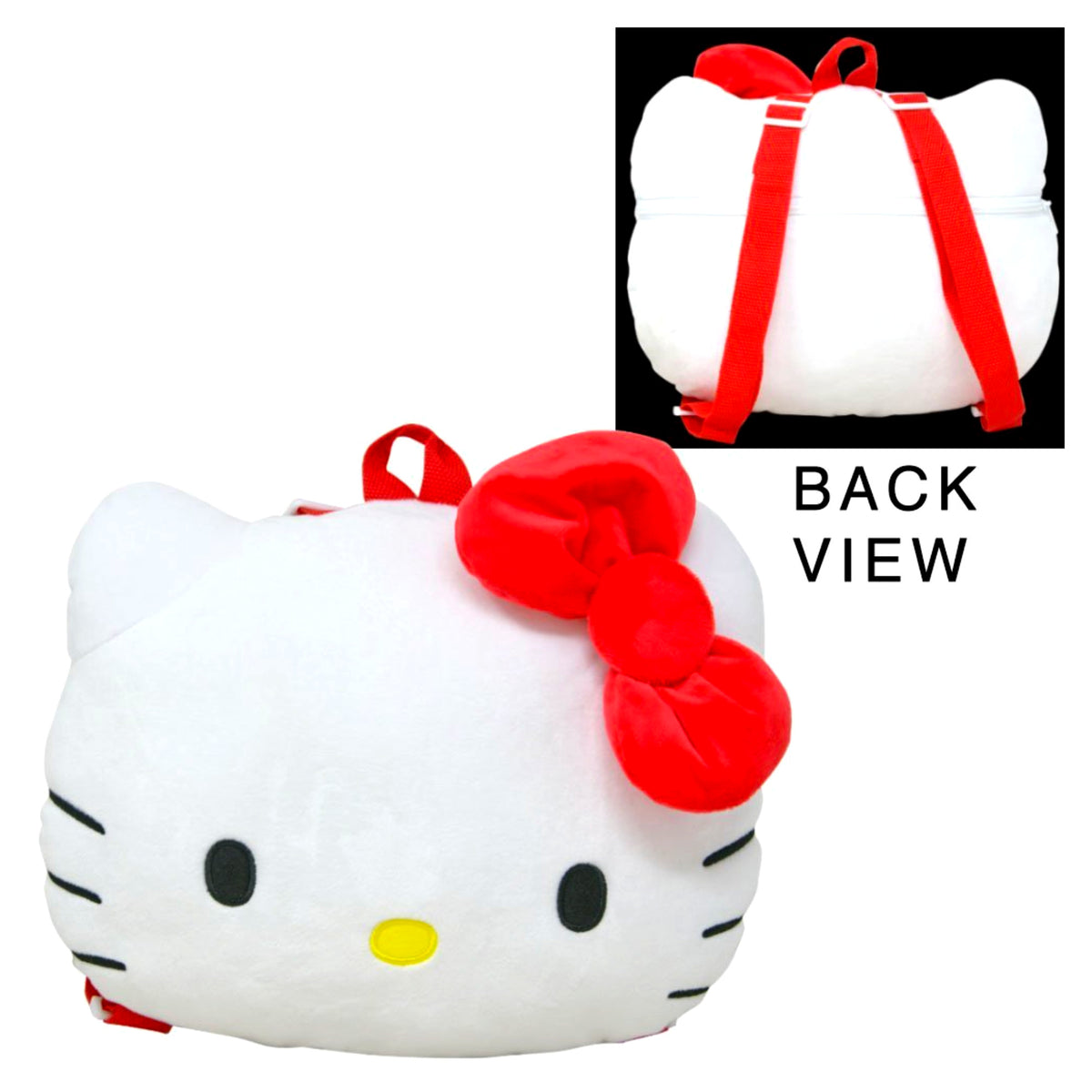 Hello Kitty Red Bow Head Shaped Plush Backpack