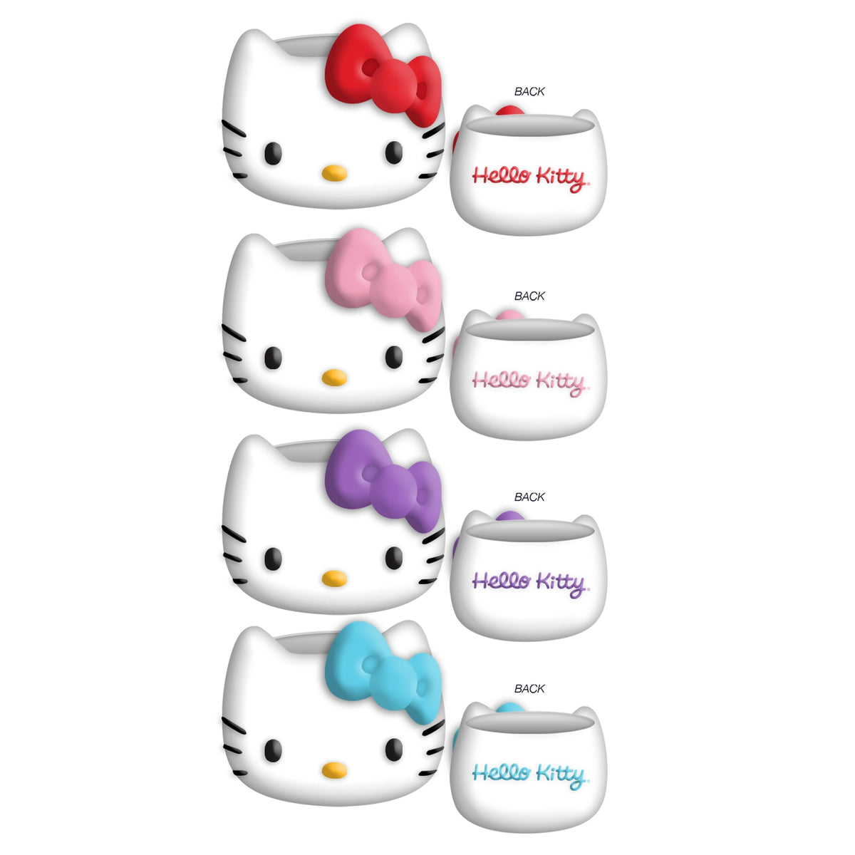 Hello Kitty Face Red 4pc Sculpted Ceramic Mini Cup Set