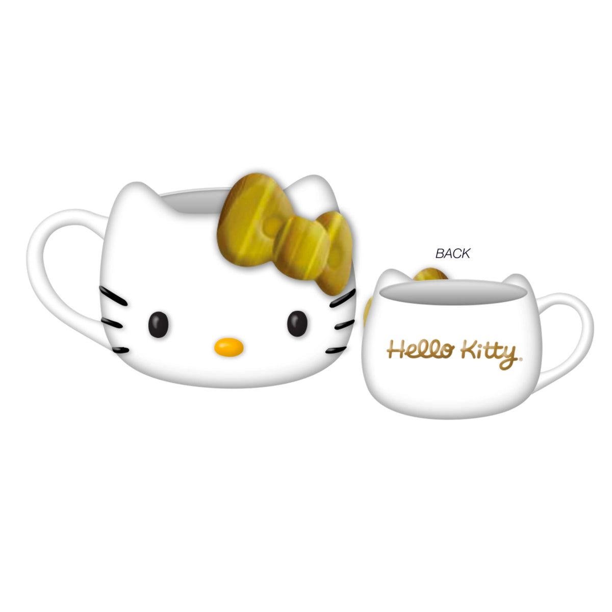 Hello Kitty Gold Bow Electroplate Ceramic 3D Sculpted Mug