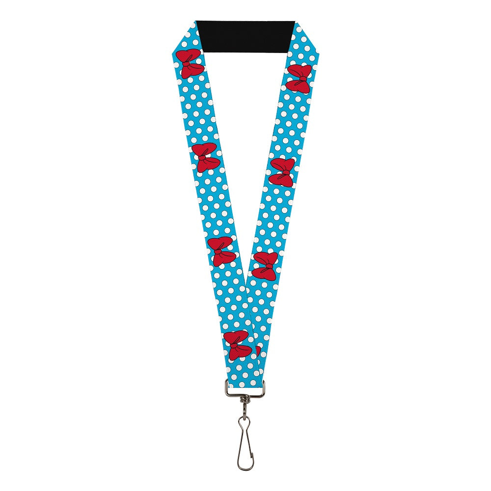 Lanyard - 1.0&quot; - Minnie Mouse Bows/Dots Blue/Black/White/Red
