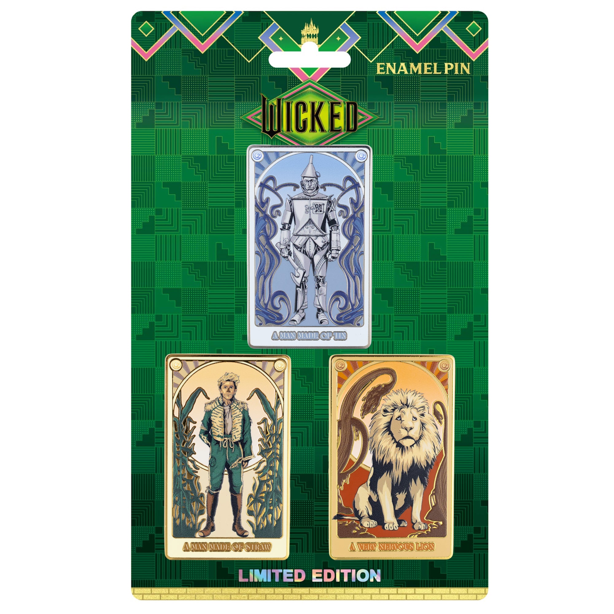 Universal Studios Wicked The Lion, Scarecrow and Tin Man Pin Set Collectible Trading Pin