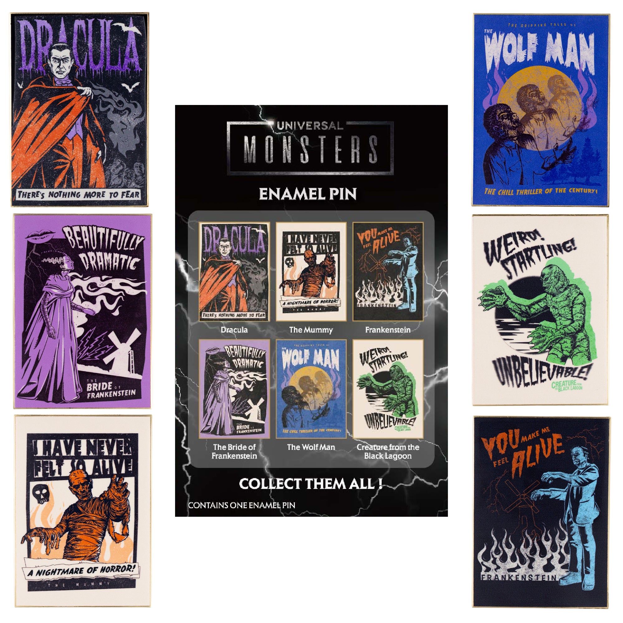 Universal Monsters Classic Jumbo Retro Posters 3" Mystery Pins - Limited Edition 200