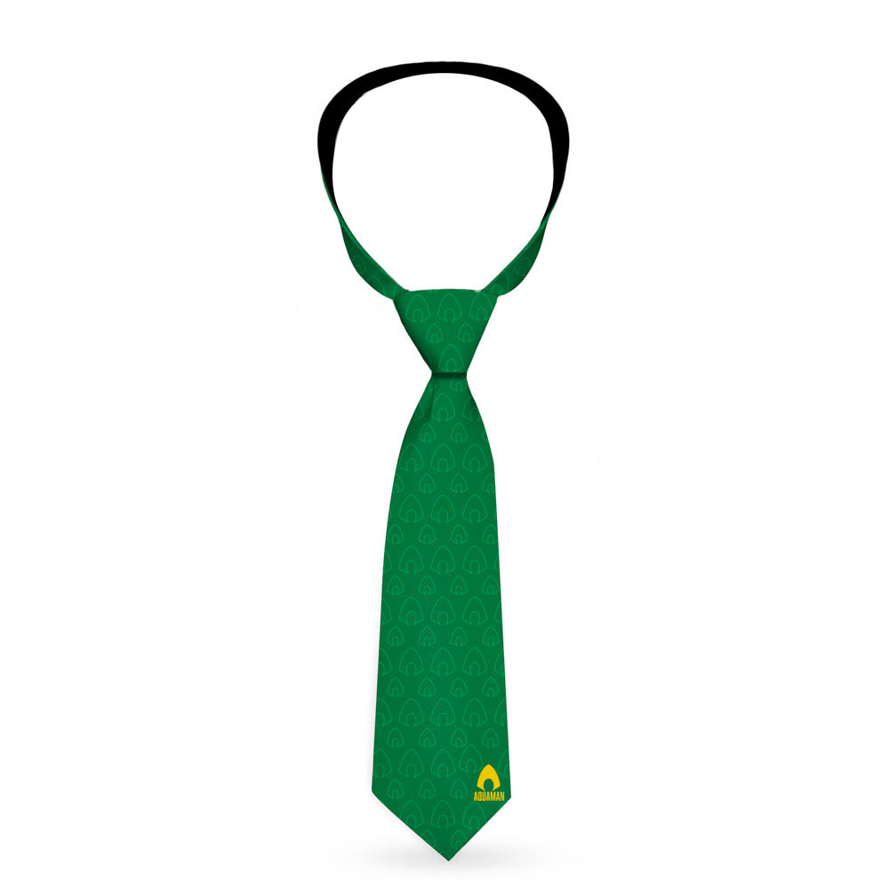 Necktie Standard - AQUAMAN Classic Icon Monogram Greens Gold