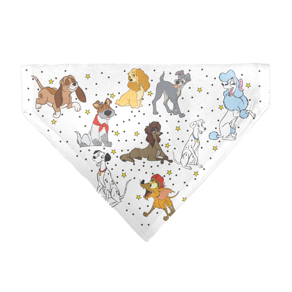 Pet Bandana - Disney Dogs 9-Dog Group Collage/Stars White/Black/Yellow
