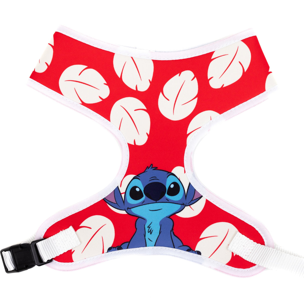 Disney Pet Harness, Lilo &amp; Stitch Stitch Sitting Pose and Leaves Red White