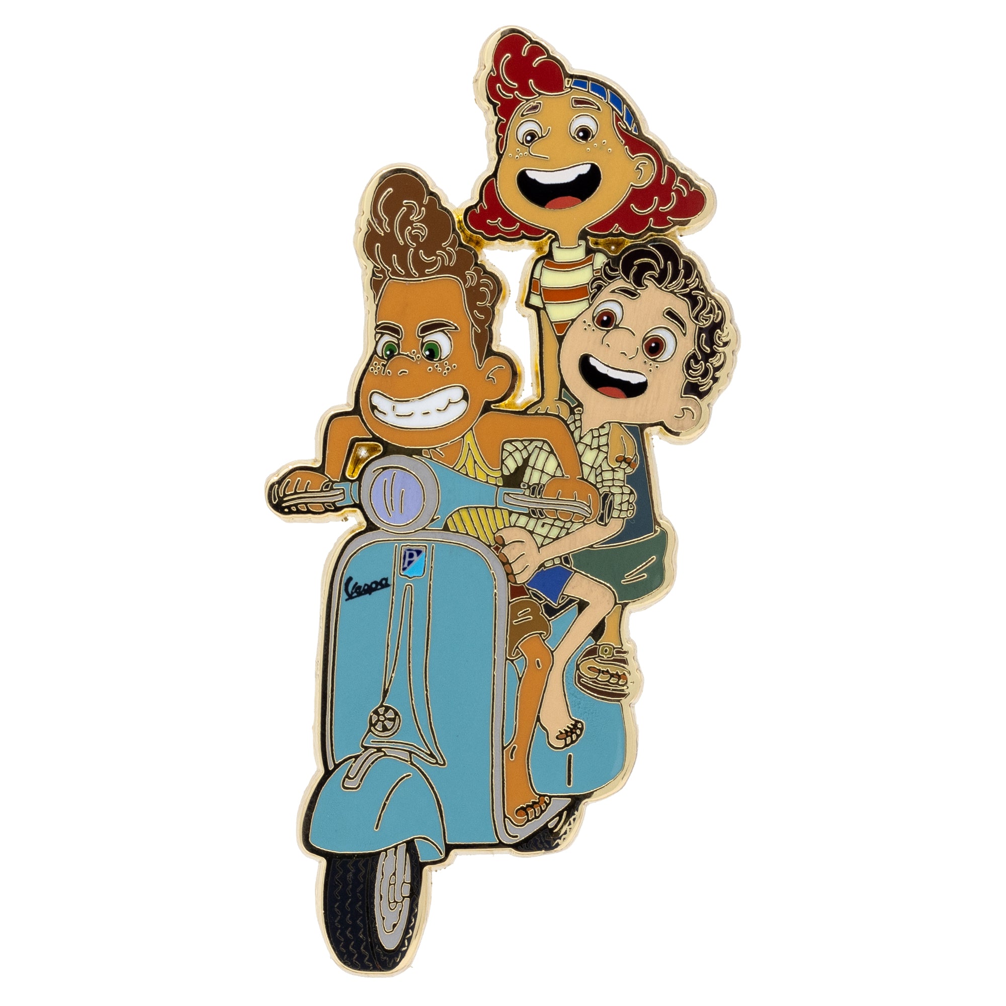 Pixar Luca Alberto and Giulia on Vespa Jumbo Collectible Trading Pin